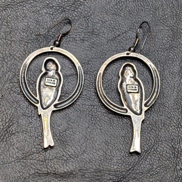 Vintage Sterling Silver Parrot earrings - Picture 3 of 4